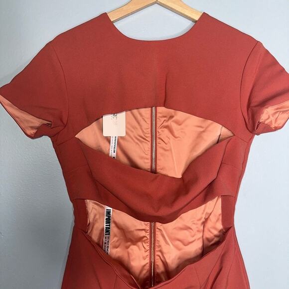 House Of CB Violeta Mini Dress NWT Cut Out Short Sleeve Salmon Color Size Large - Picture 4 of 10